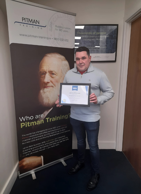 Smiling October 2024 Student of the month James Brennan at Pitman Training Waterford