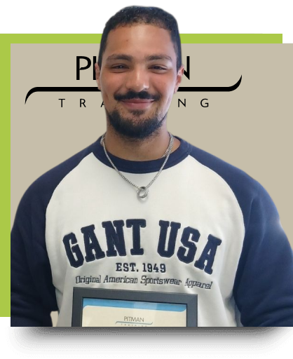 Pedro – Pitman Training Success Story Pedro holding his certificate